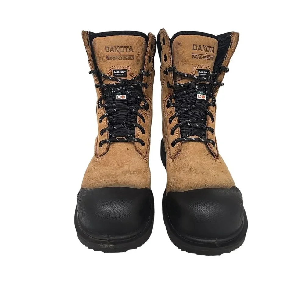 DAKOTA Men's 8" Steel Toe Steel Plate Quad Comfort Work Boots 8522 Wheat 10.5W - Picture 7 of 8
